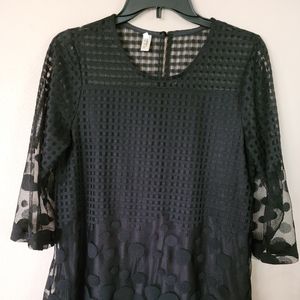 Black see thru sleeves blouse